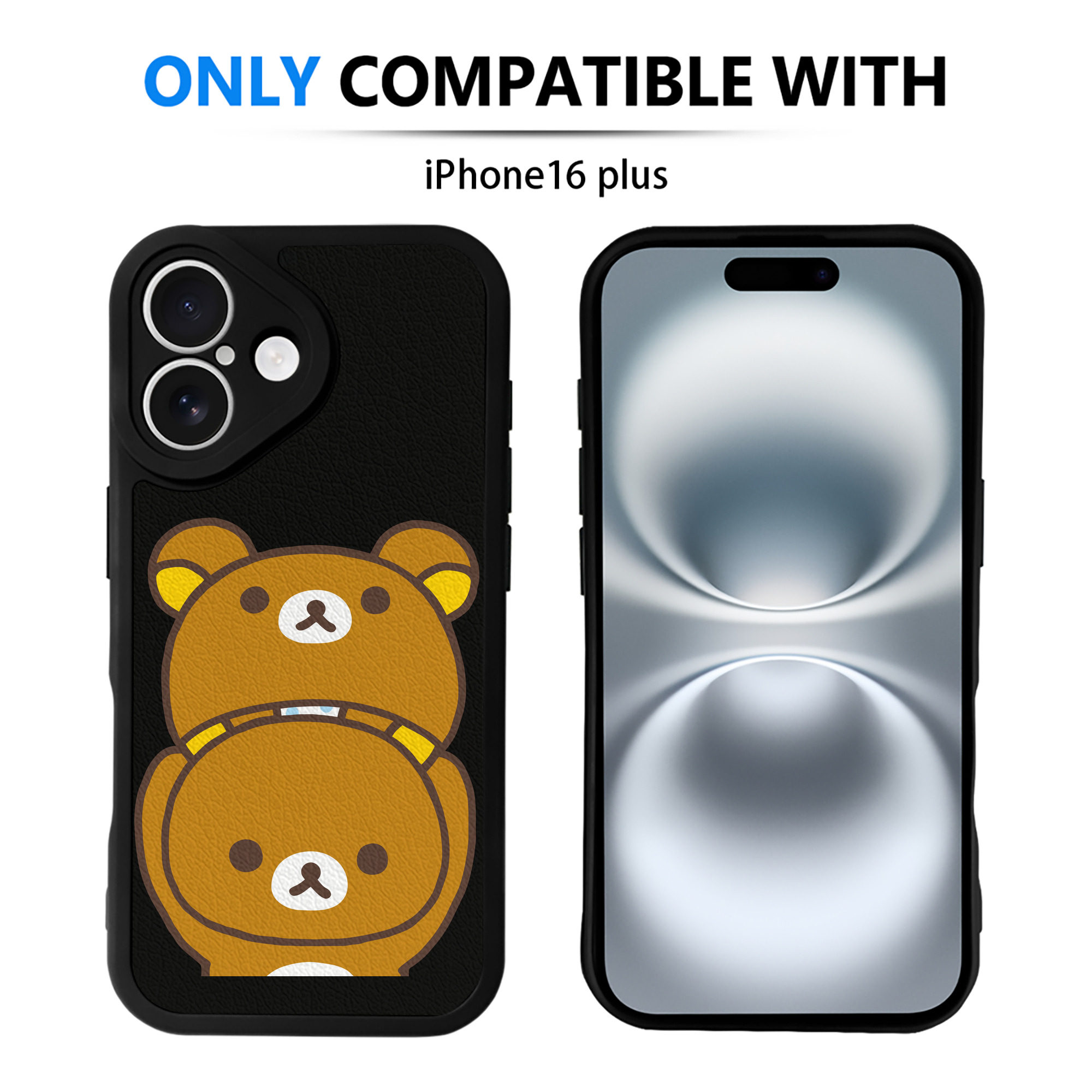 （画像用） リラックマ リラックマ キイロイトリ Rilakkuma Korilakkuma Kiiroitori 【iPhone 16シリーズ対応】シリコンスマホケース（レザー調） 材質：シリコン